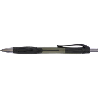 Front View of Black Carlow Recycled Gel Pen plain