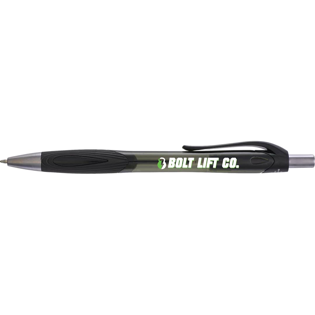 Front View of Black Carlow Recycled Gel Pen