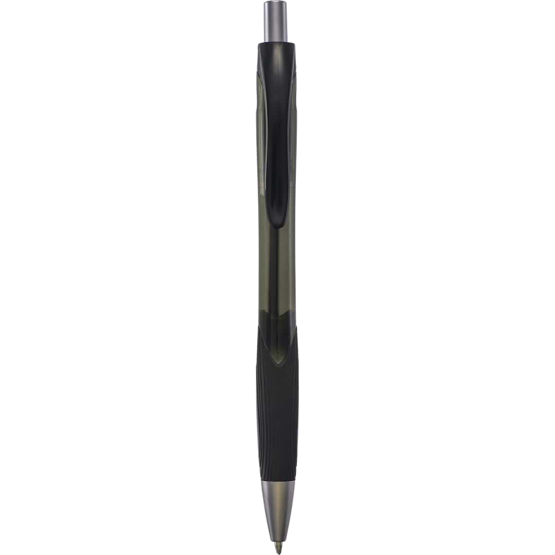 Front View of Black Carlow Recycled Gel Pen