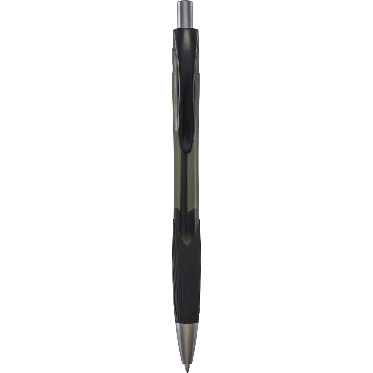 Front View of Black Carlow Recycled Gel Pen