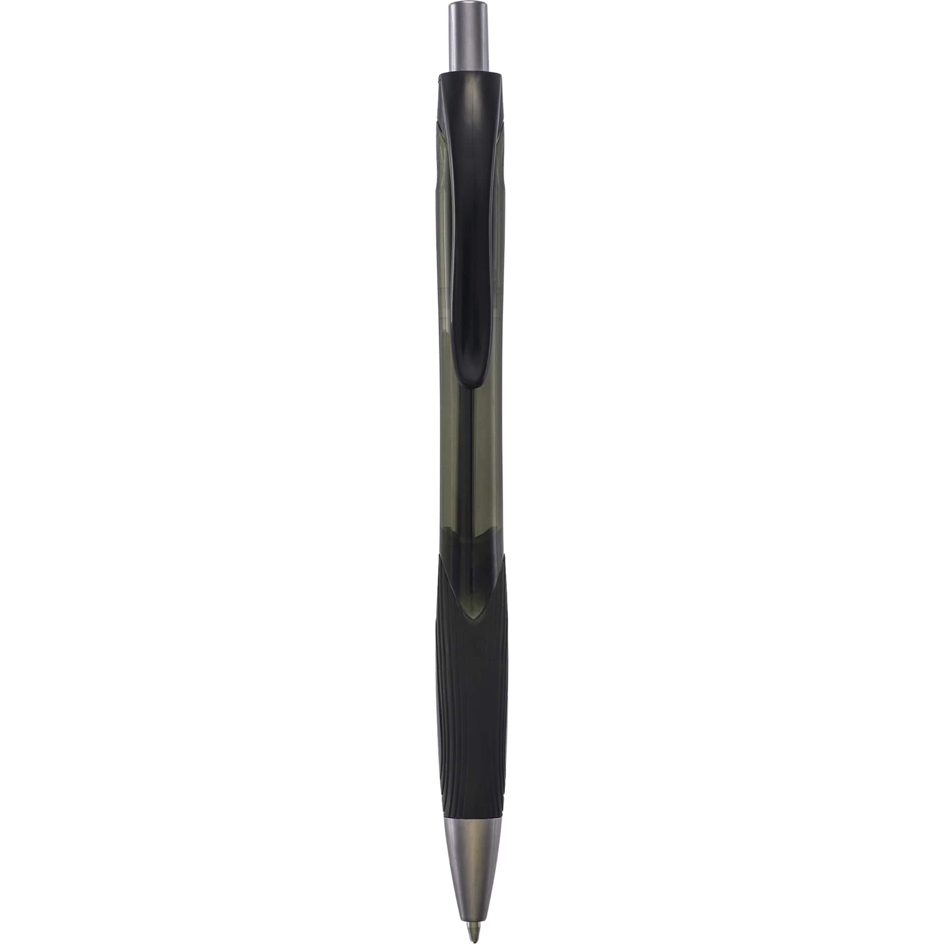 Front View of Black Carlow Recycled Gel Pen
