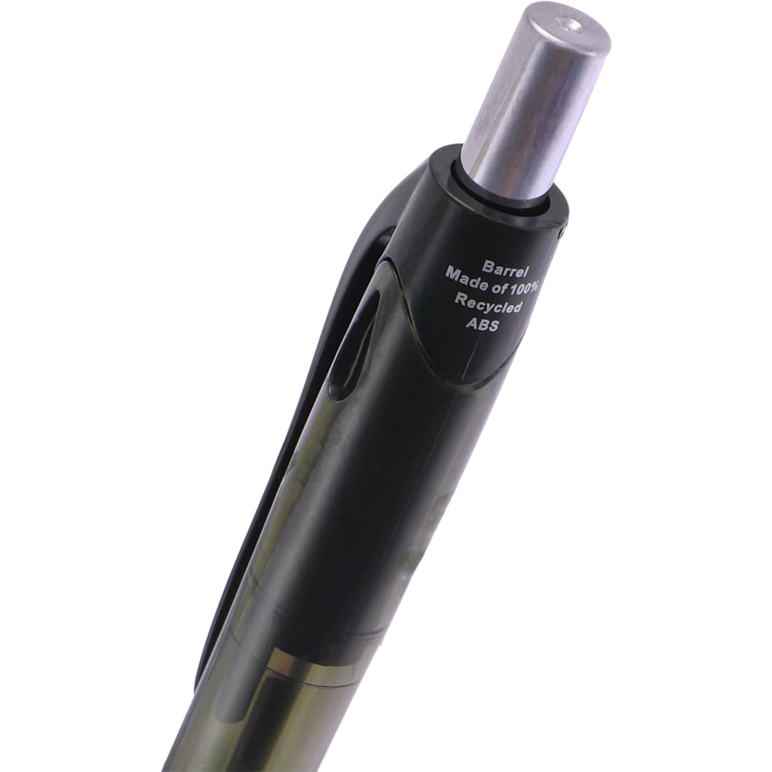 Front View of Black Carlow Recycled Gel Pen