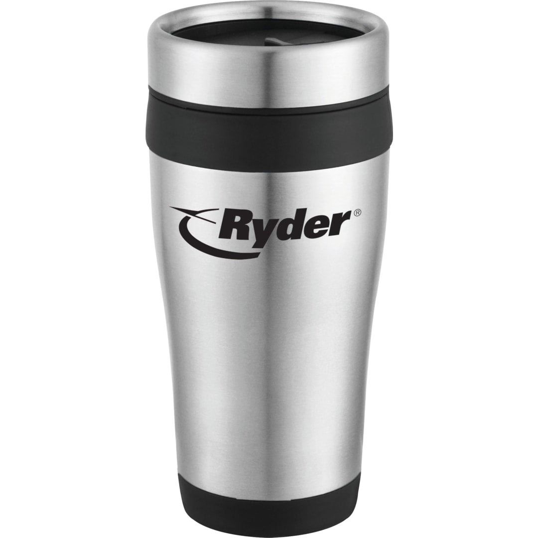 Front View of Black Carmel 16oz Travel Tumbler