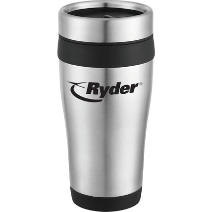 Front View of Black Carmel 16oz Travel Tumbler