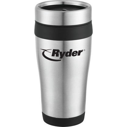 Front View of Black Carmel 16oz Travel Tumbler