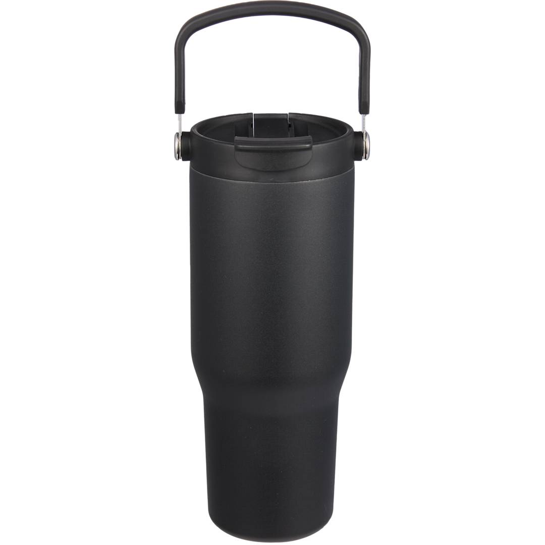 Front View of Black Carnival Recycled Sip Or Swig Tumbler 30oz plain