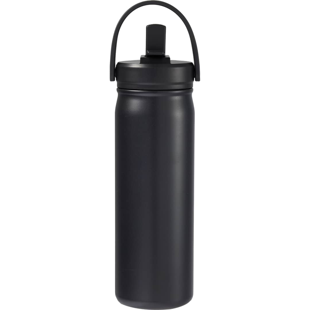 Front View of Black Carpo 20oz Straw lid Vacuum Bottle plain