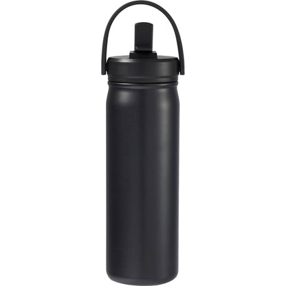 Front View of Black Carpo 20oz Straw lid Vacuum Bottle plain