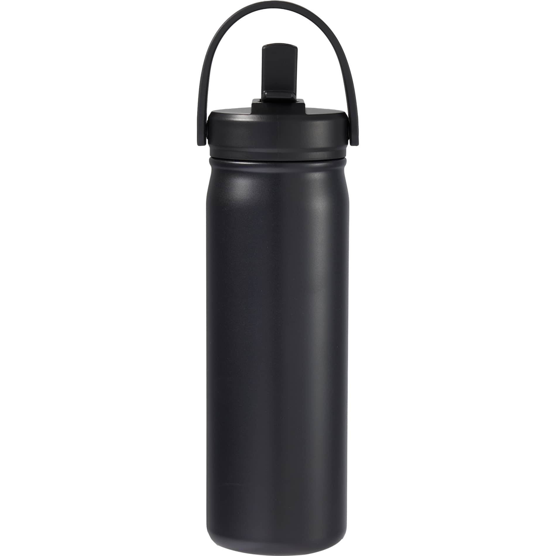 Front View of Black Carpo 20oz Straw lid Vacuum Bottle plain