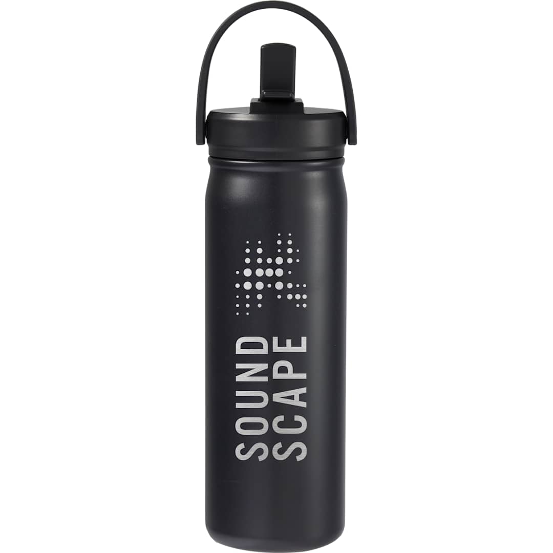 Front View of Black Carpo 20oz Straw lid Vacuum Bottle