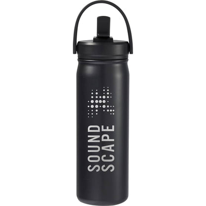 Front View of Black Carpo 20oz Straw lid Vacuum Bottle