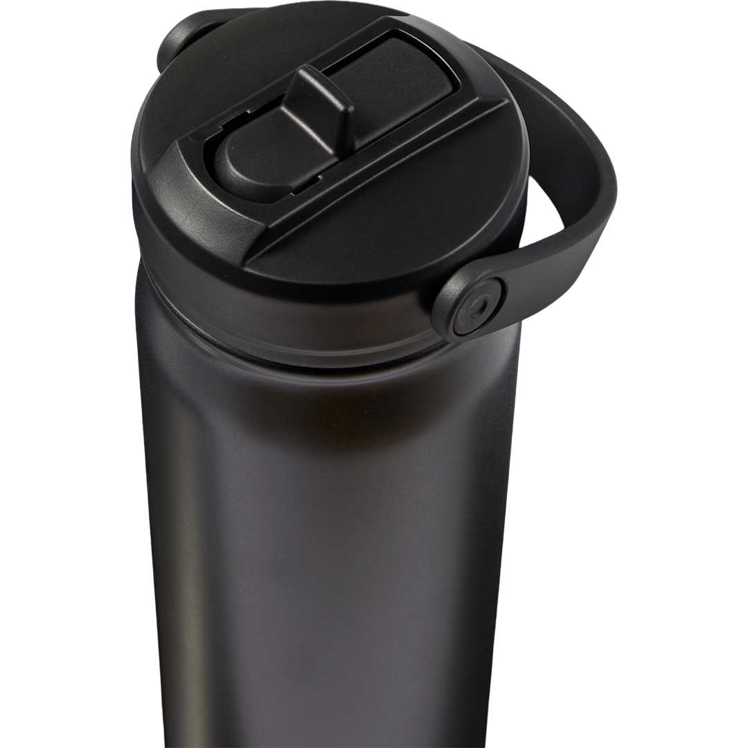 Front View of Black Carpo 20oz Straw lid Vacuum Bottle