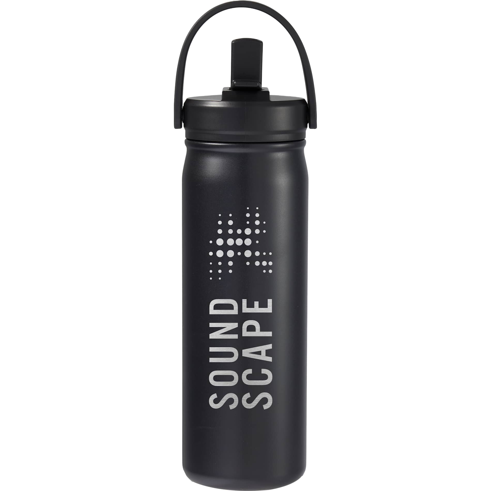 Front View of Black Carpo 20oz Straw lid Vacuum Bottle