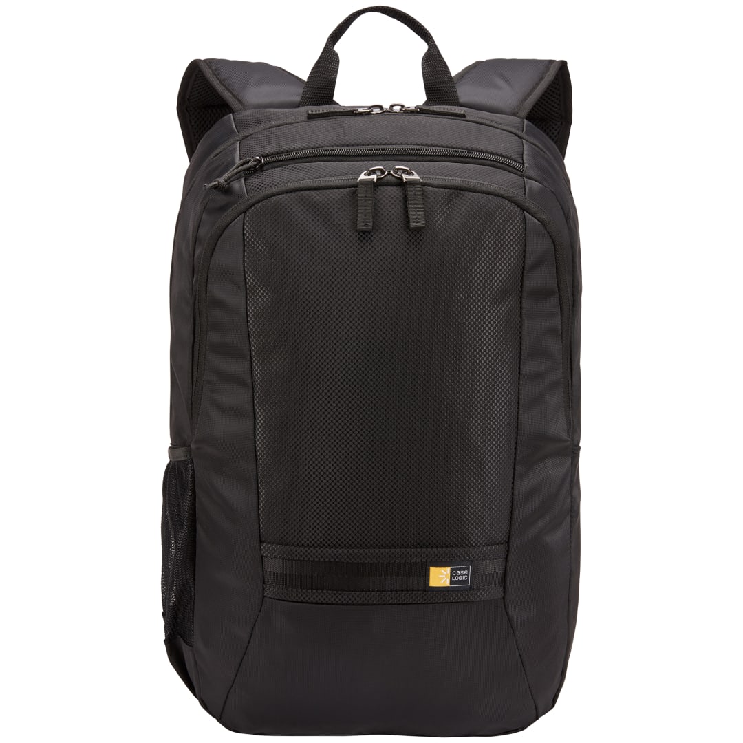 Front View of Black Case Logic Key 15" Computer Backpack plain