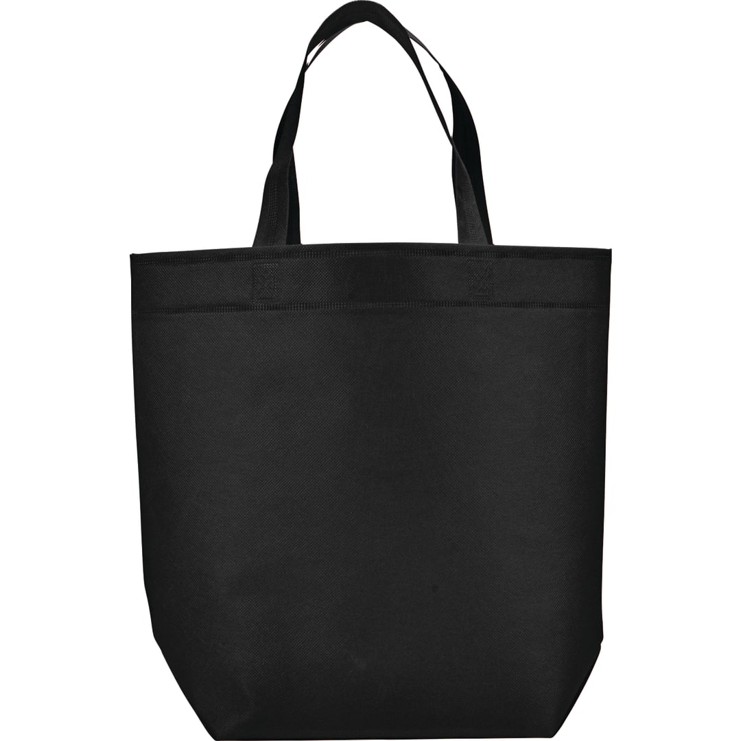 Front View of Black Challenger Non-Woven Shopper Tote plain