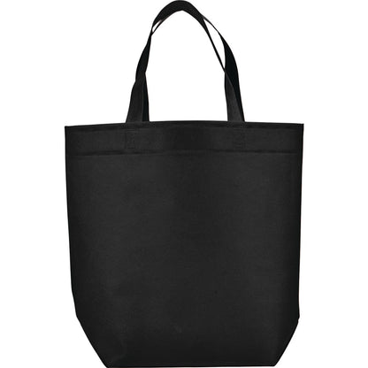 Front View of Black Challenger Non-Woven Shopper Tote plain