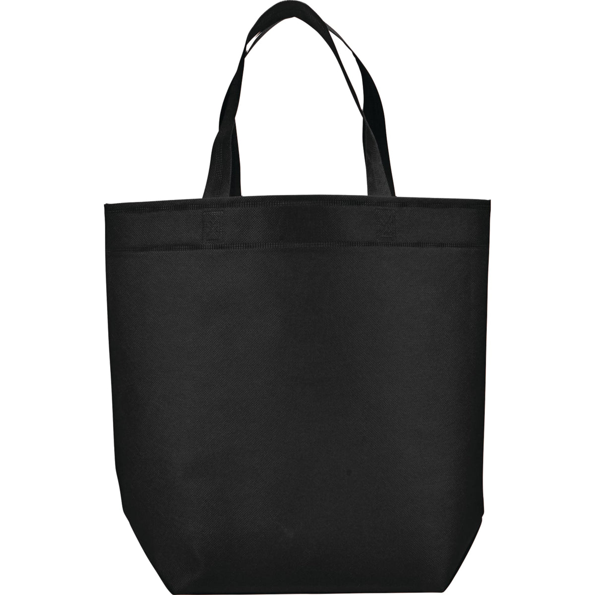 Front View of Black Challenger Non-Woven Shopper Tote plain
