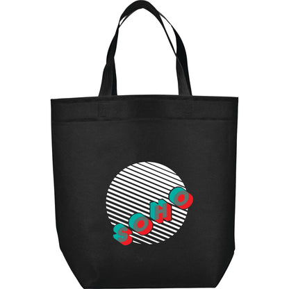 Front View of Black Challenger Non-Woven Shopper Tote