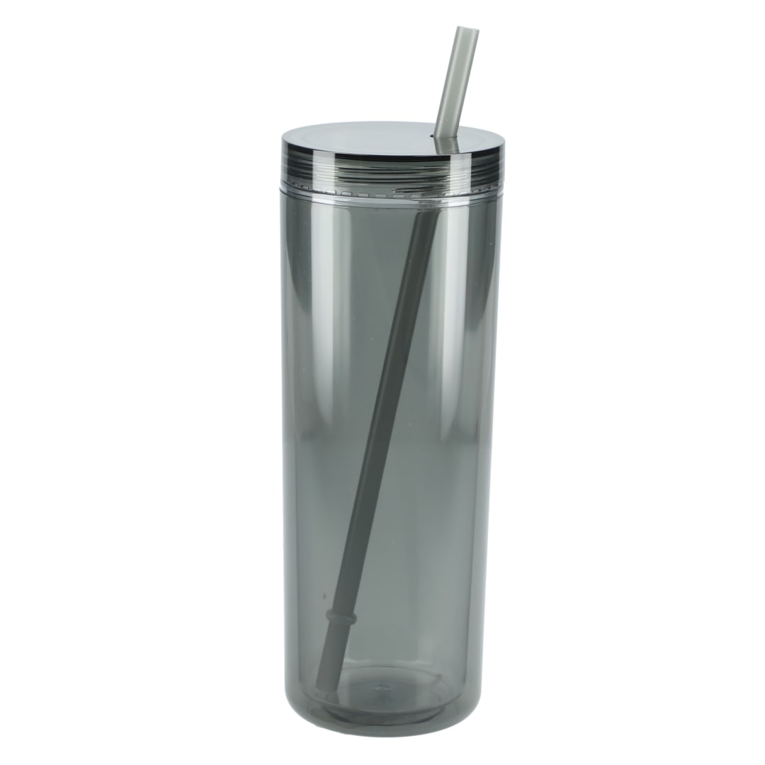 Front View of Black Chroma Recycled Acrylic Straw Tumbler 16oz plain
