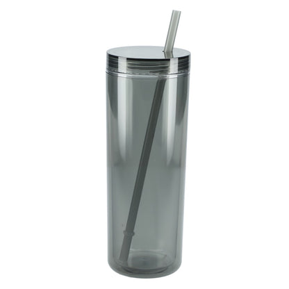 Front View of Black Chroma Recycled Acrylic Straw Tumbler 16oz plain