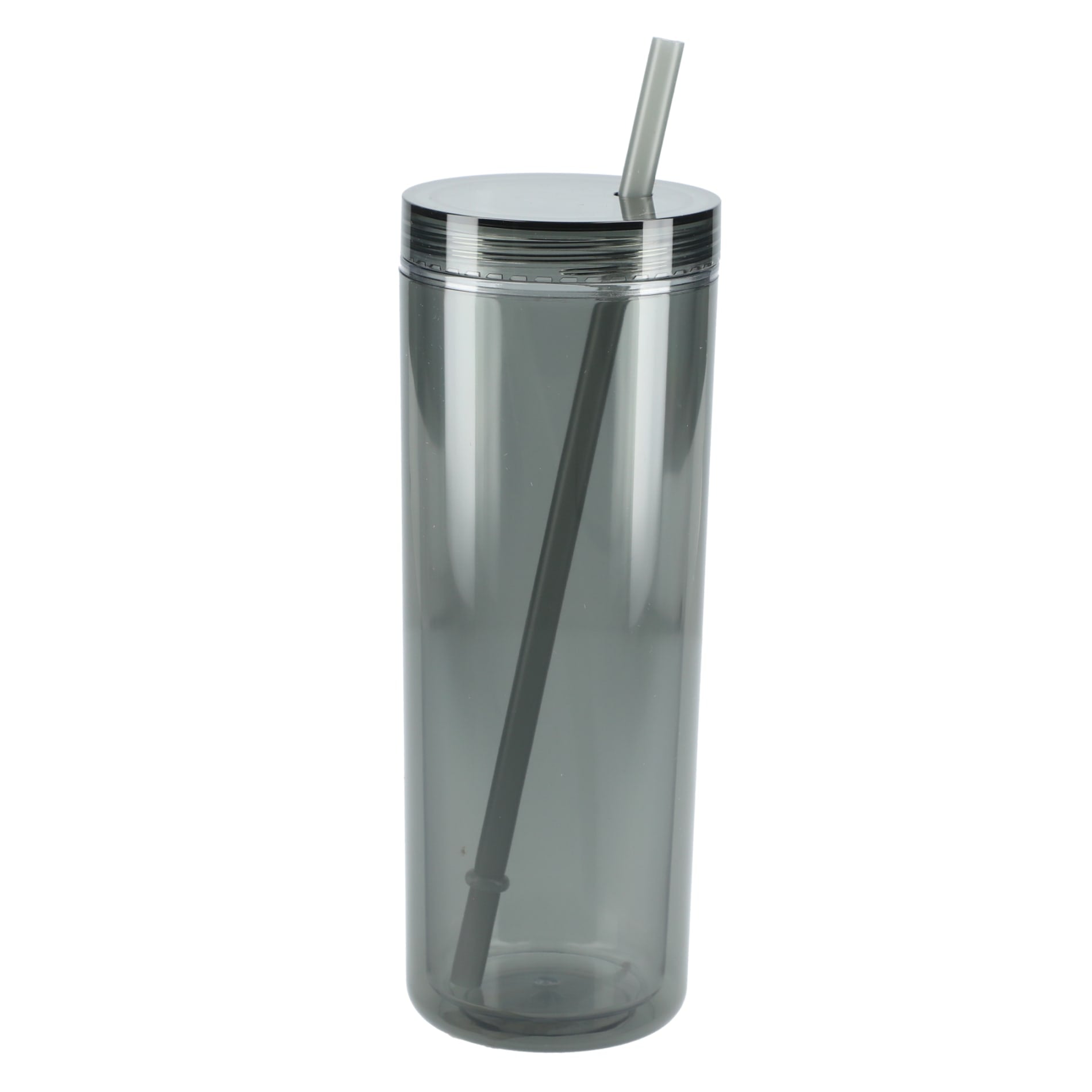 Front View of Black Chroma Recycled Acrylic Straw Tumbler 16oz plain