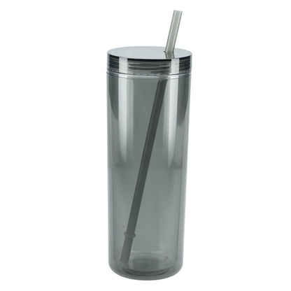 Front View of Black Chroma Recycled Acrylic Straw Tumbler 16oz plain