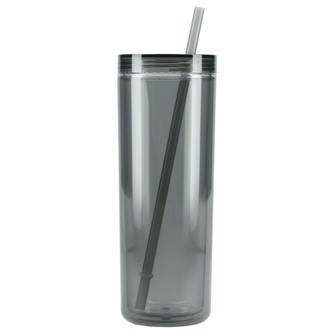 Front View of Black Chroma Recycled Acrylic Straw Tumbler 16oz plain