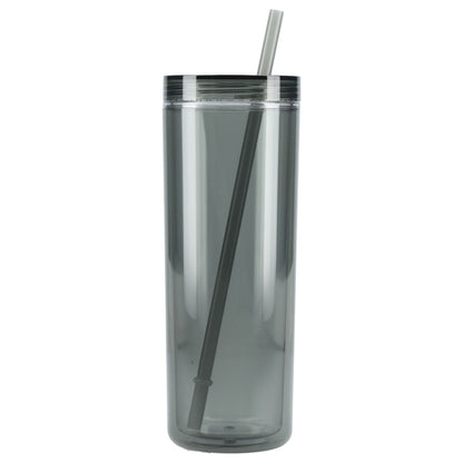 Front View of Black Chroma Recycled Acrylic Straw Tumbler 16oz plain