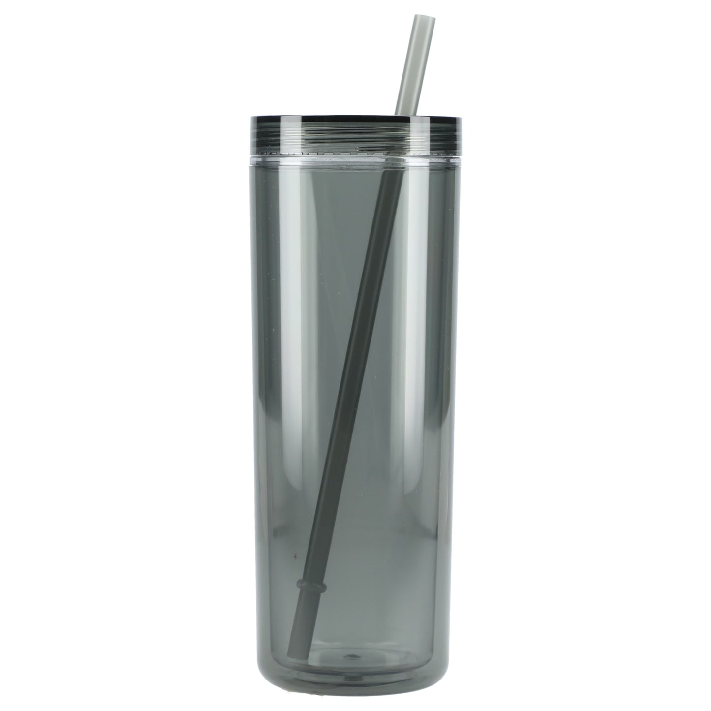 Front View of Black Chroma Recycled Acrylic Straw Tumbler 16oz plain