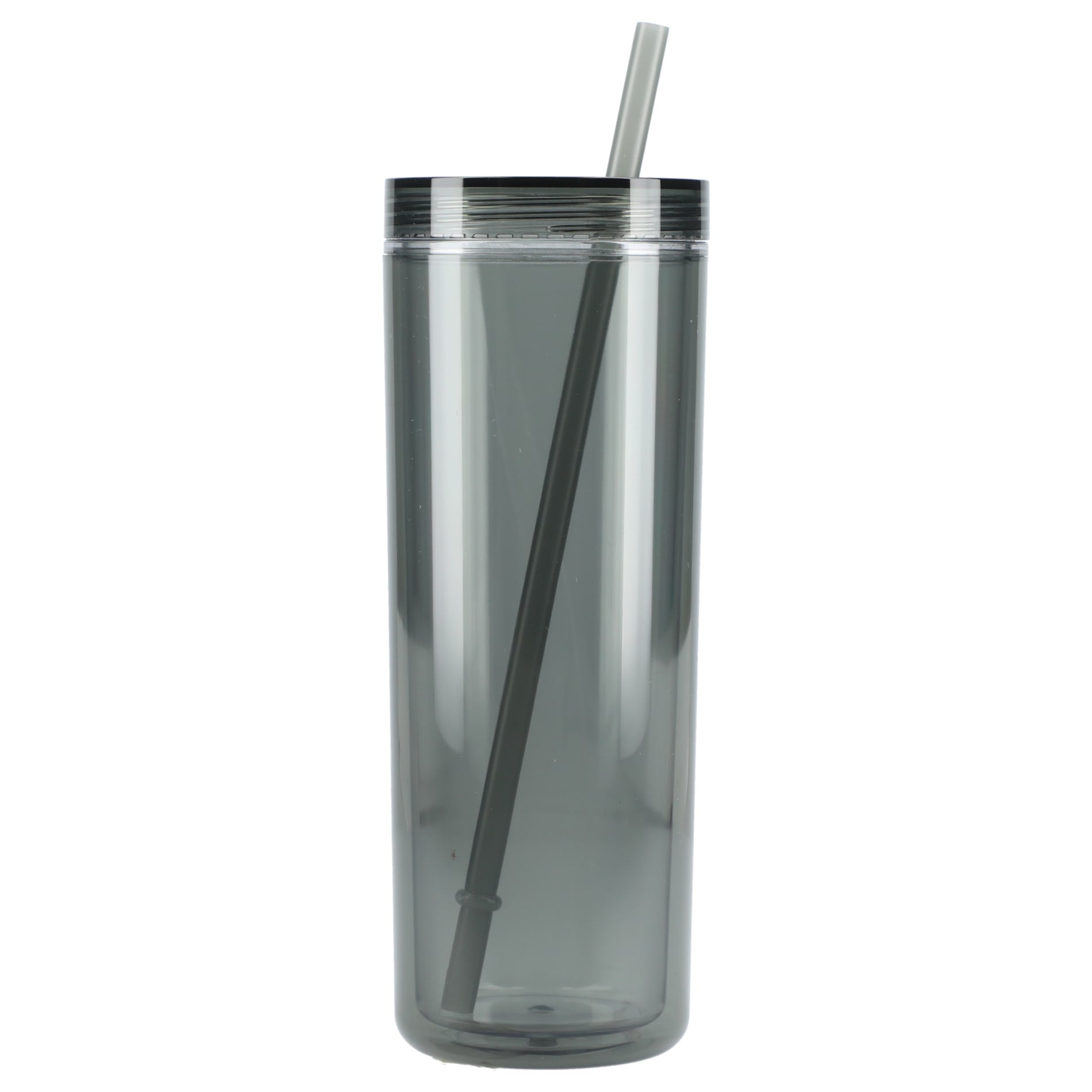 Front View of Black Chroma Recycled Acrylic Straw Tumbler 16oz plain