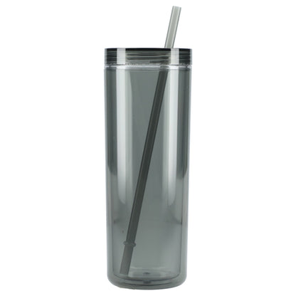 Front View of Black Chroma Recycled Acrylic Straw Tumbler 16oz plain