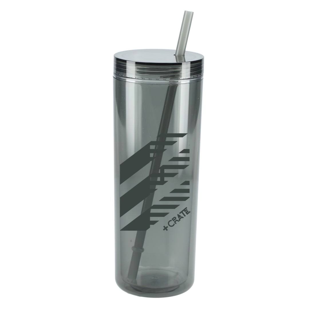 Front View of Black Chroma Recycled Acrylic Straw Tumbler 16oz