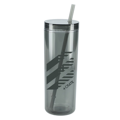 Front View of Black Chroma Recycled Acrylic Straw Tumbler 16oz