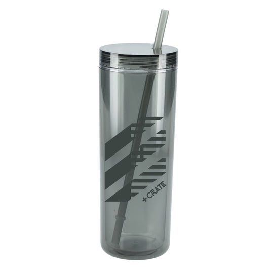 Front View of Black Chroma Recycled Acrylic Straw Tumbler 16oz