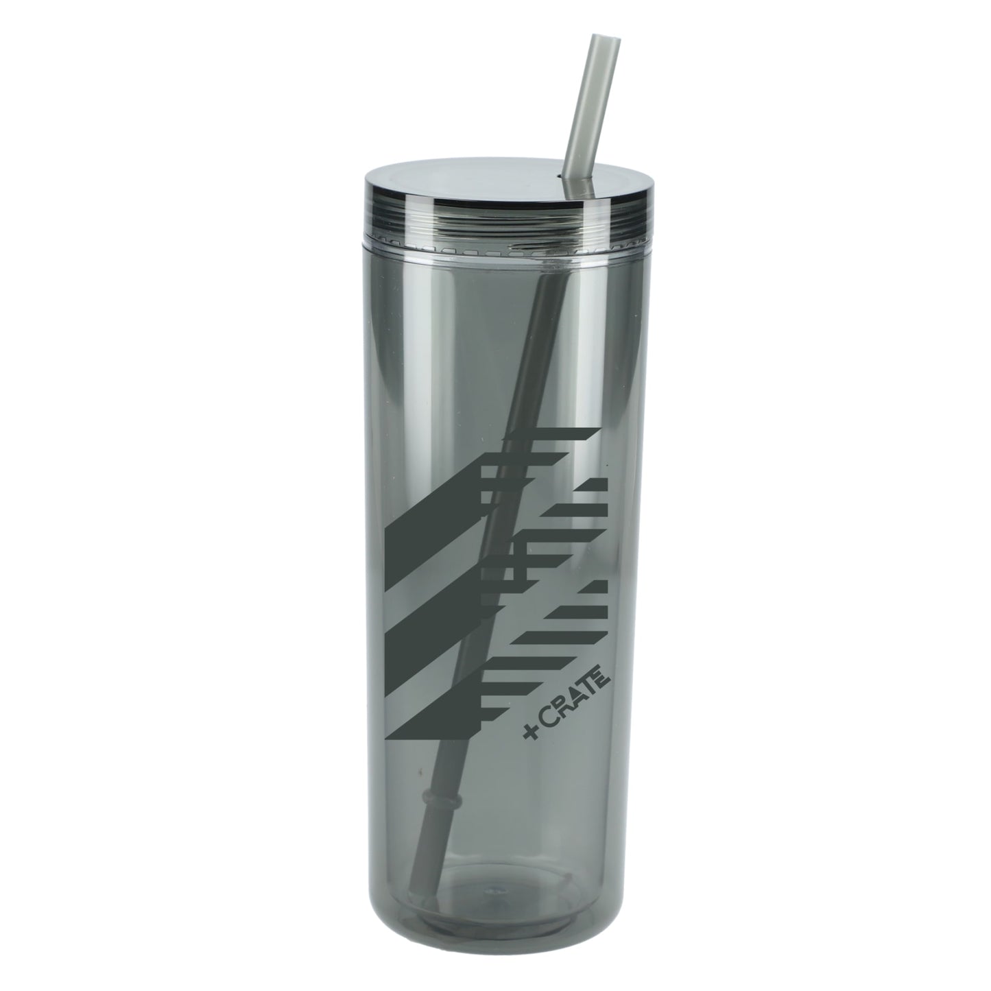 Front View of Black Chroma Recycled Acrylic Straw Tumbler 16oz