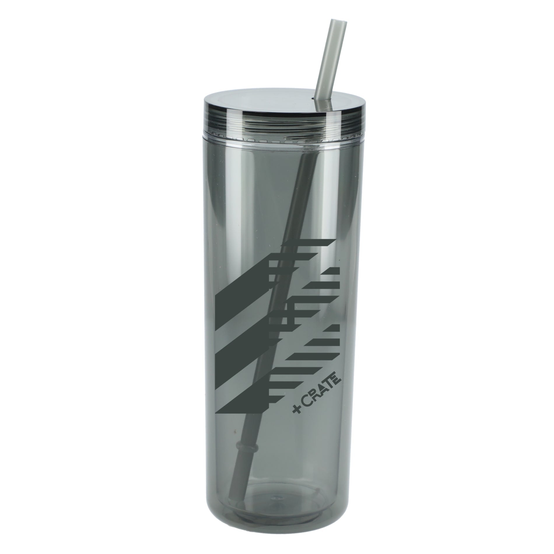 Front View of Black Chroma Recycled Acrylic Straw Tumbler 16oz
