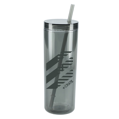 Front View of Black Chroma Recycled Acrylic Straw Tumbler 16oz