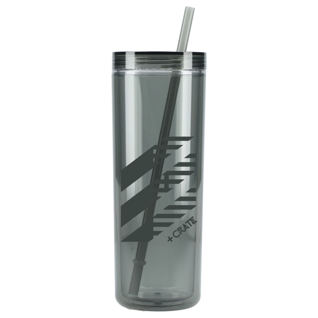 Front View of Black Chroma Recycled Acrylic Straw Tumbler 16oz