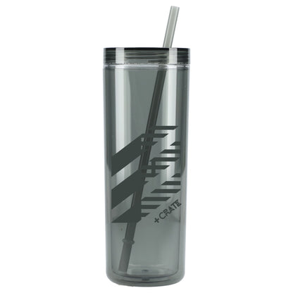 Front View of Black Chroma Recycled Acrylic Straw Tumbler 16oz