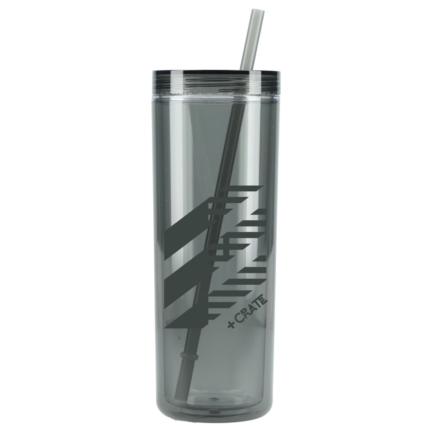 Front View of Black Chroma Recycled Acrylic Straw Tumbler 16oz