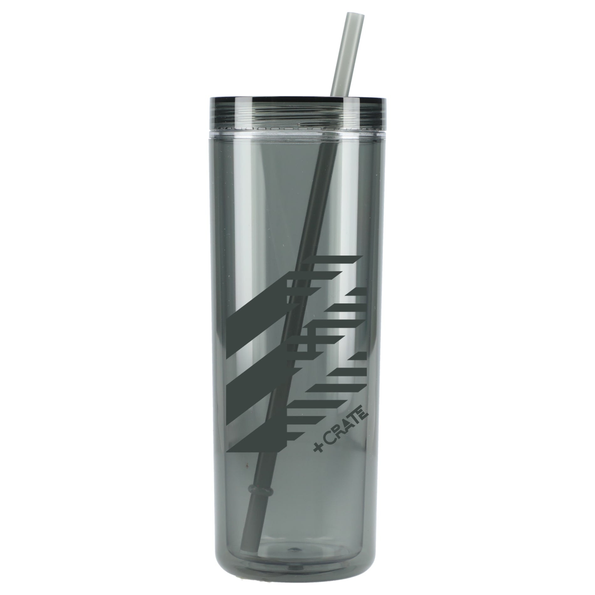 Front View of Black Chroma Recycled Acrylic Straw Tumbler 16oz