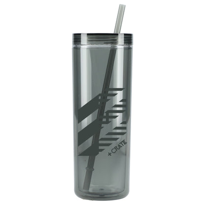 Front View of Black Chroma Recycled Acrylic Straw Tumbler 16oz