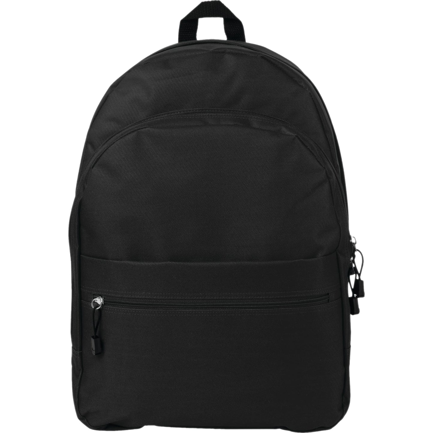 Front View of Black Classic Deluxe Backpack plain
