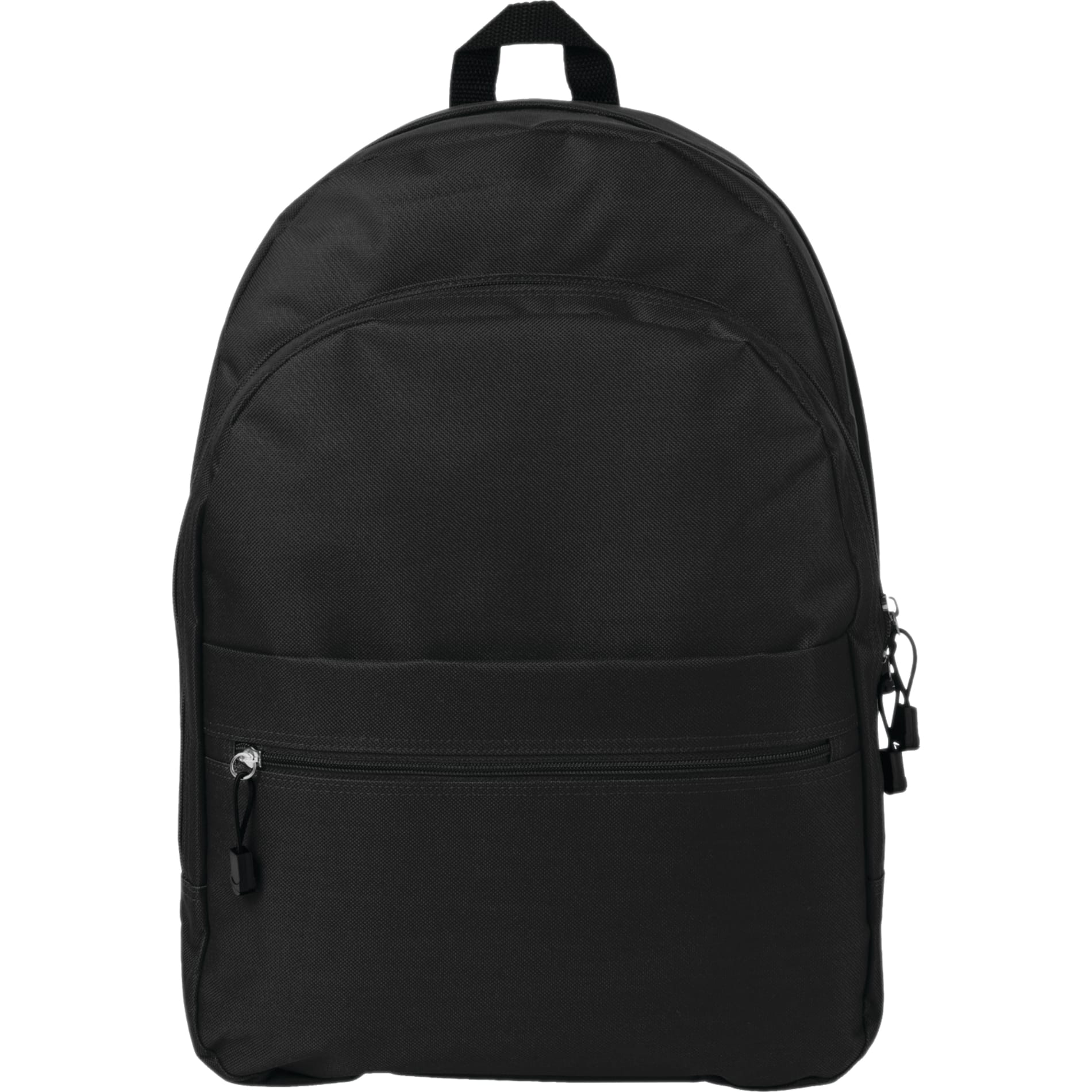 Front View of Black Classic Deluxe Backpack plain