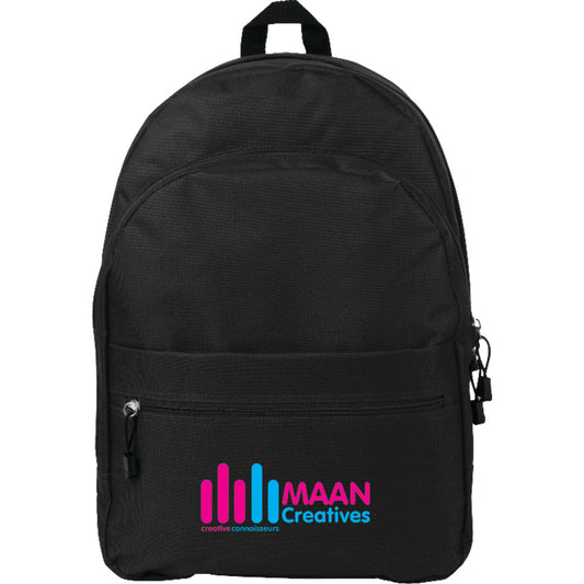Front View of Black Classic Deluxe Backpack