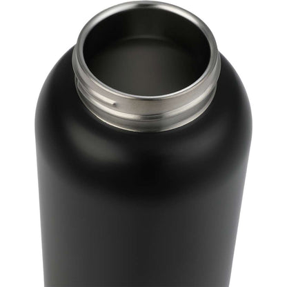 Front View of Black Clio Eco-Friendly Straw Lid Vacuum Bottle 22oz