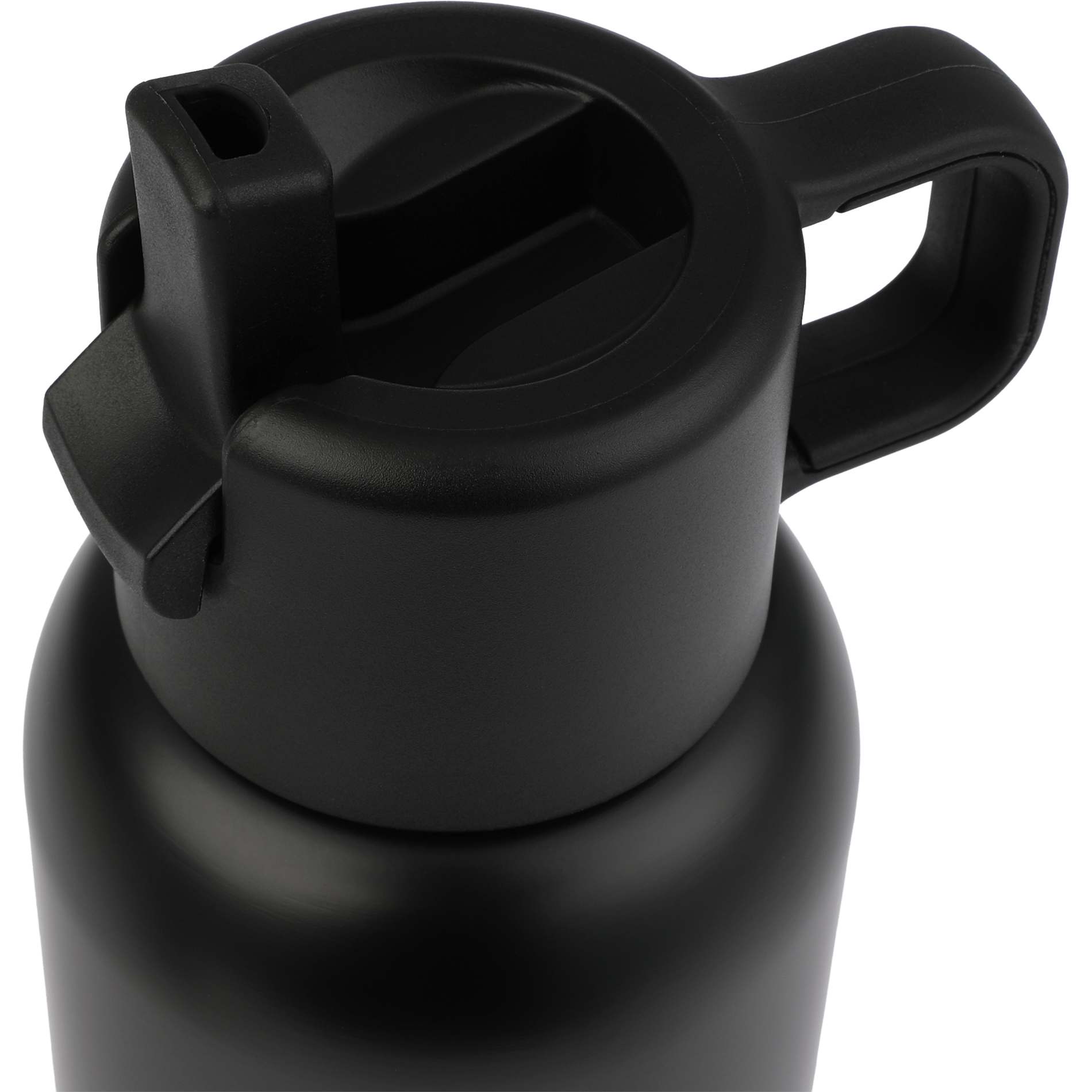 Front View of Black Clio Eco-Friendly Straw Lid Vacuum Bottle 22oz