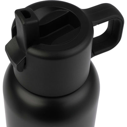 Front View of Black Clio Eco-Friendly Straw Lid Vacuum Bottle 22oz