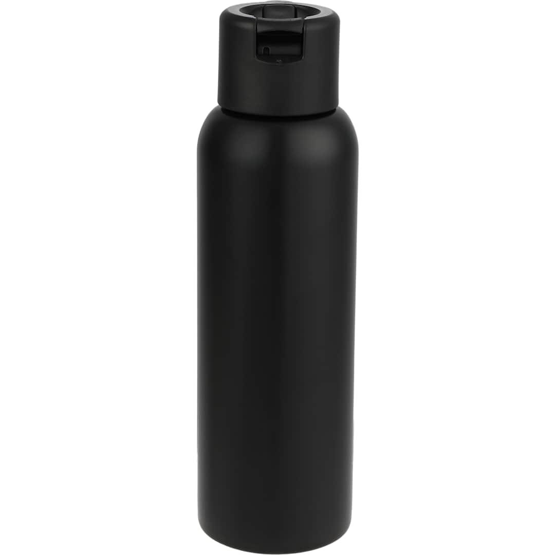 Front View of Black Clio Straw Lid Vacuum Bottle 22oz plain