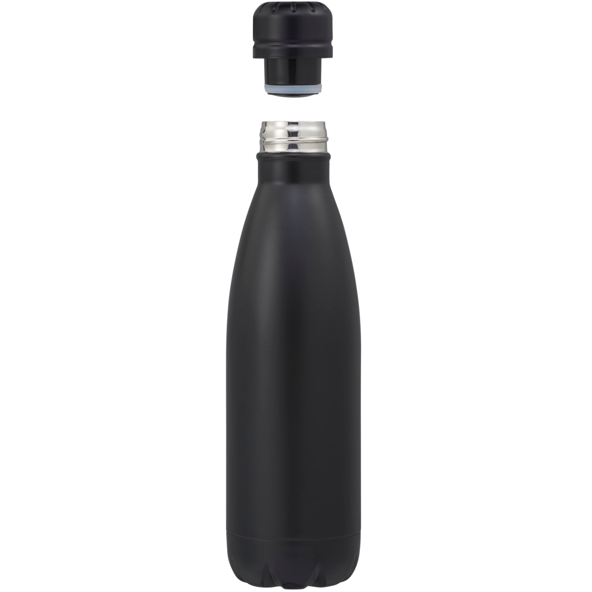 Front View of Black Copper Vacuum Insulated Bottle 17oz plain